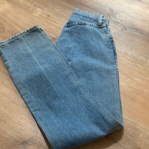 Vintage 80s Light Wash WRANGLER Pocketless Back High Waisted Denim Jeans 3 x 34